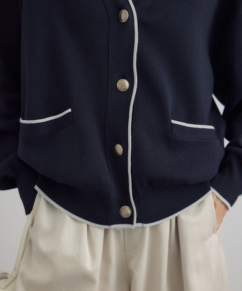 WEB限定】メタルボタンスウェットライクラインカーディガン 3