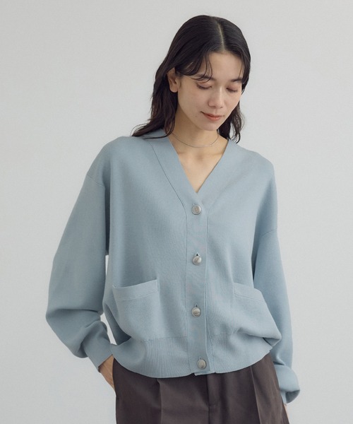 WEB限定】メタルボタンスウェットライクラインカーディガン 3