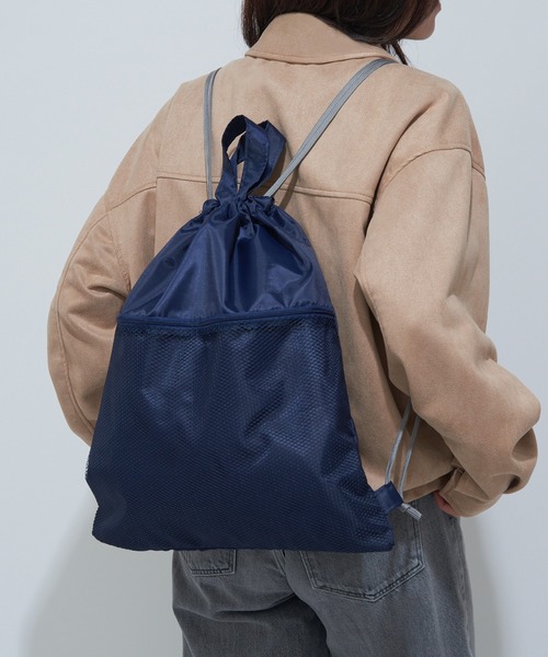 セール】【SETUP7】メッシュポケット付きナップサック 幅39×高さ44cm