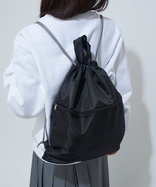 セール】【SETUP7】メッシュポケット付きナップサック 幅39×高さ44cm