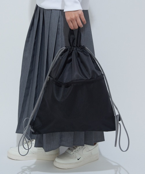 セール】【SETUP7】メッシュポケット付きナップサック 幅39×高さ44cm