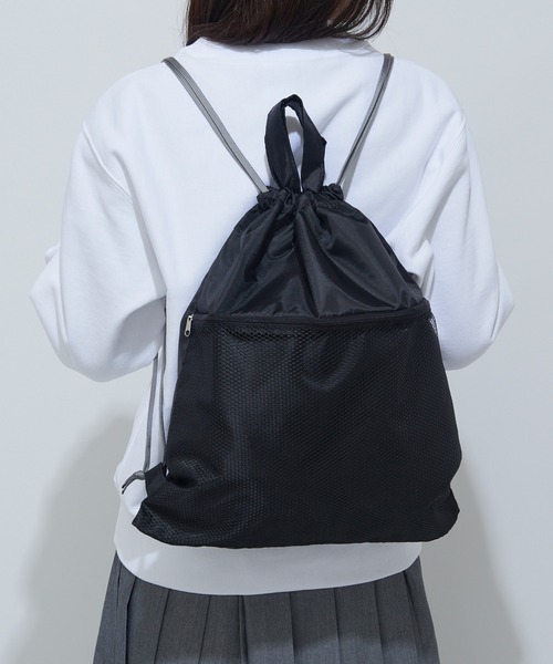 セール】【SETUP7】メッシュポケット付きナップサック 幅39×高さ44cm