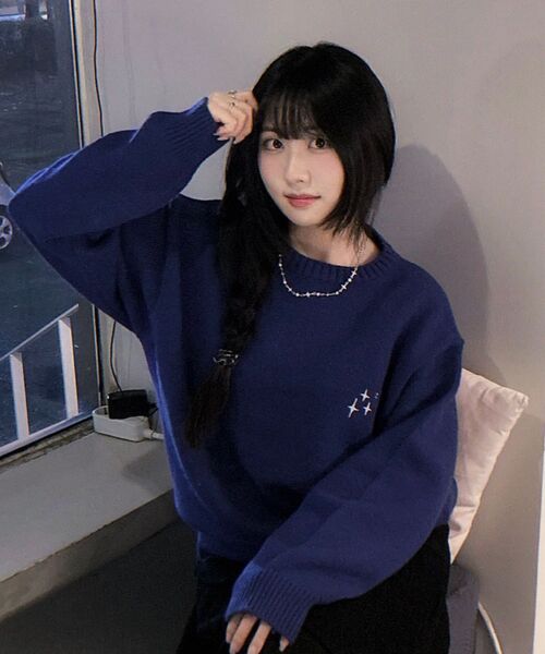 NEUFETBLEU（ヌフエブル）の「NEB round knit (blue)（ニット/セーター・レディース・その他・SMALL）」の6枚目の写真