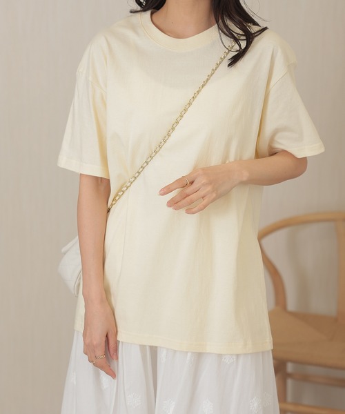 DAYRA（デイラ）の「コットン クルーネック ベーシック 半袖 Tシャツ（Tシャツ/カットソー・レディース・ダークグレー/グレー/ブラウン/ネイビー/ベージュ/ブラック/ホワイト・M/XL）」の6枚目の写真