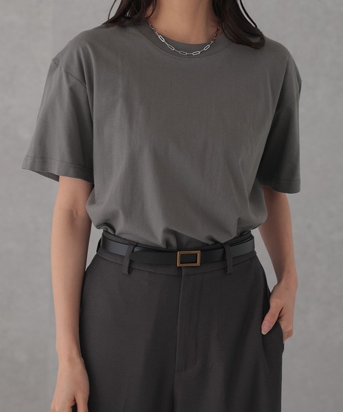 DAYRA（デイラ）の「コットン クルーネック ベーシック 半袖 Tシャツ（Tシャツ/カットソー・レディース・ダークグレー/グレー/ブラウン/ネイビー/ベージュ/ブラック/ホワイト・M/XL）」の4枚目の写真