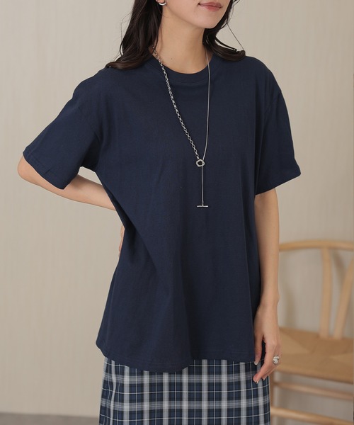DAYRA(デイラ)の「コットン クルーネック ベーシック 半袖 Tシャツ(Tシャツ/カットソー・レディース・ダークグレー/グレー/ブラウン/ネイビー/ベージュ/ブラック/ホワイト・M/XL)」の13枚目の写真