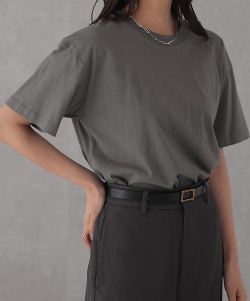 DAYRA(デイラ)の「コットン クルーネック ベーシック 半袖 Tシャツ(Tシャツ/カットソー・レディース・ダークグレー/グレー/ブラウン/ネイビー/ベージュ/ブラック/ホワイト・M/XL)」の16枚目の写真