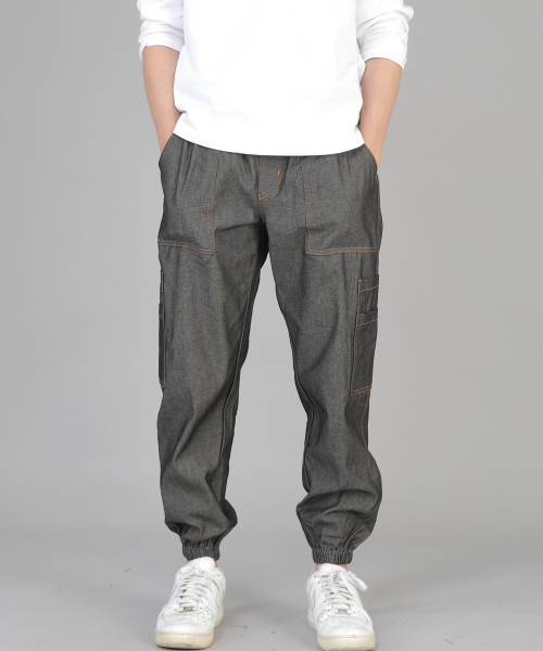 SAINTCREW(セントクルー)の「ツーレイヤーワイドカーゴジョガーパンツ W2-308J デニムグレーブラック(デニムパンツ・メンズ・その他・MEDIUM/LARGE/X-LARGE)」の1枚目の写真