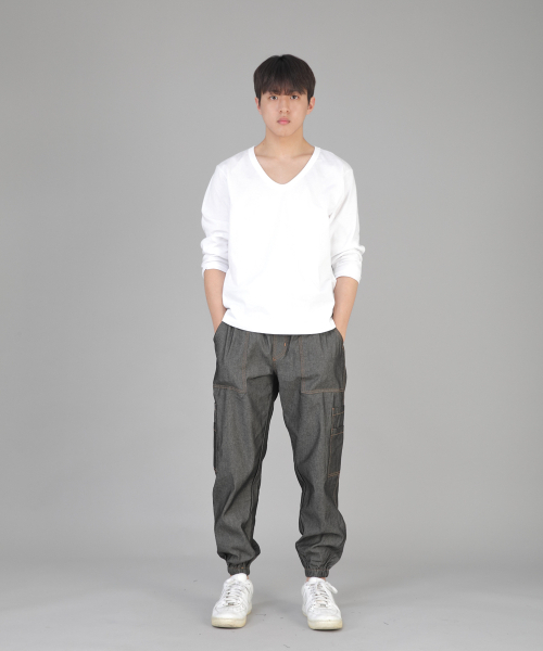 SAINTCREW(セントクルー)の「ツーレイヤーワイドカーゴジョガーパンツ W2-308J デニムグレーブラック(デニムパンツ・メンズ・その他・MEDIUM/LARGE/X-LARGE)」の8枚目の写真