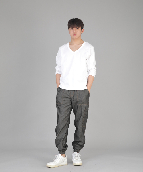 SAINTCREW(セントクルー)の「ツーレイヤーワイドカーゴジョガーパンツ W2-308J デニムグレーブラック(デニムパンツ・メンズ・その他・MEDIUM/LARGE/X-LARGE)」の9枚目の写真