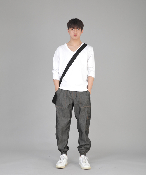 SAINTCREW(セントクルー)の「ツーレイヤーワイドカーゴジョガーパンツ W2-308J デニムグレーブラック(デニムパンツ・メンズ・その他・MEDIUM/LARGE/X-LARGE)」の5枚目の写真