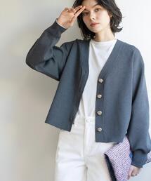 OPAQUE.CLIP | ゴールドビックボタンVネックニットカーディガン【洗濯機OK】(カーディガン/ボレロ)