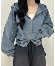 inst.ALL（インストール）の「春大活躍！クロップド丈ダブルジップデニムパーカーブルゾン（パーカー）」