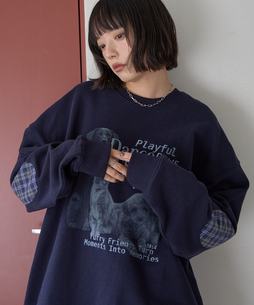 PBLIM（ページボーイリム）の「《UNISEX》エルボーパッチアニマルスウェット（スウェット・レディース・ネイビー/グレー・LARGE/MEDIUM）」の13枚目の写真