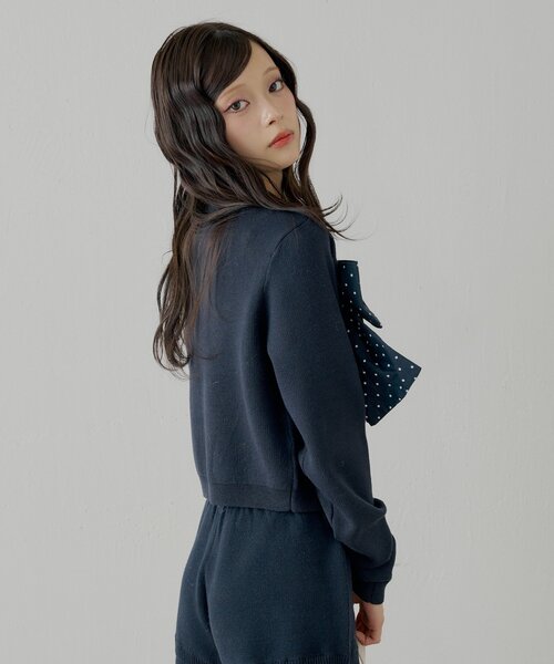 Chico（チコ）の「【セットアップ対応】リボンコンパクトニットカーディガン（カーディガン/ボレロ・レディース・ホワイト系その他2/ブルー系その他2/ピンク/ネイビー/グレー/ブラック系その他2/アイボリー・FREE）」の22枚目の写真