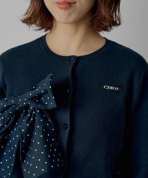 Chico（チコ）の「【セットアップ対応】リボンコンパクトニットカーディガン（カーディガン/ボレロ・レディース・ホワイト系その他2/ブルー系その他2/ピンク/ネイビー/グレー/ブラック系その他2/アイボリー・FREE）」の16枚目の写真
