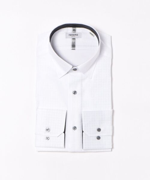 renoma HOMME（レノマオム）の「ワイシャツ メンズ イージーアイロン 綿混 スナップダウン 長袖 ビジネス ドレス NEWスタンダードフィット（ビジネスシャツ・メンズ・ホワイト・首回り43cm-裄丈86cm/首回り39cm-裄丈80cm/首回り39cm-裄丈84cm/首回り41cm-裄丈82cm/首回り41cm-裄丈86cm/首回り43cm-裄丈82cm/首回り37cm-裄丈80cm/首回り45cm-裄丈86cm）」の4枚目の写真