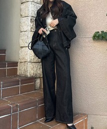WILLFULLY（ウィルフリー）の「lace embellished hem straight denim PT（デニムパンツ）」