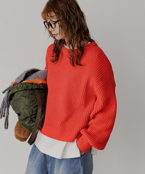 BAYFLOW(ベイフロー)の「モールアゼニットプルオーバー(ニット/セーター・レディース・ブルー/ネイビー/レッド/オフホワイト・FREE)」の9枚目の写真