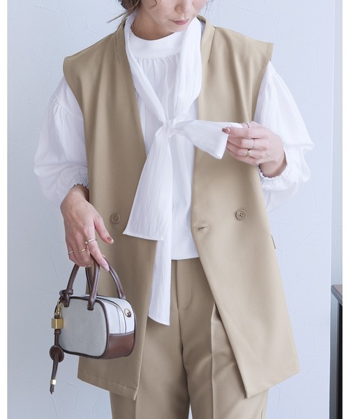 reca（レカ）の「ノーカラーベスト（スーツベスト・レディース・ブラック/ベージュ/グレー・LL/L/M/S）」の3枚目の写真