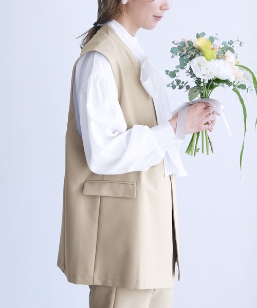 reca（レカ）の「ノーカラーベスト（スーツベスト・レディース・ブラック/ベージュ/グレー・LL/L/M/S）」の13枚目の写真