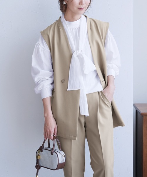 reca（レカ）の「ノーカラーベスト（スーツベスト・レディース・ブラック/ベージュ/グレー・LL/L/M/S）」の15枚目の写真