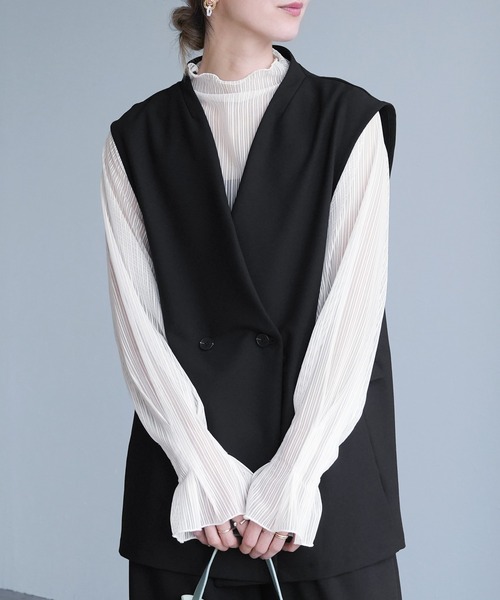 reca（レカ）の「ノーカラーベスト（スーツベスト・レディース・ブラック/ベージュ/グレー・LL/L/M/S）」の4枚目の写真