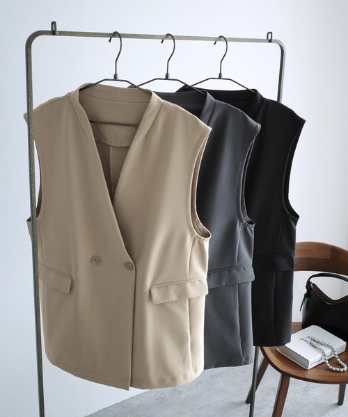reca（レカ）の「ノーカラーベスト（スーツベスト・レディース・ブラック/ベージュ/グレー・LL/L/M/S）」の16枚目の写真