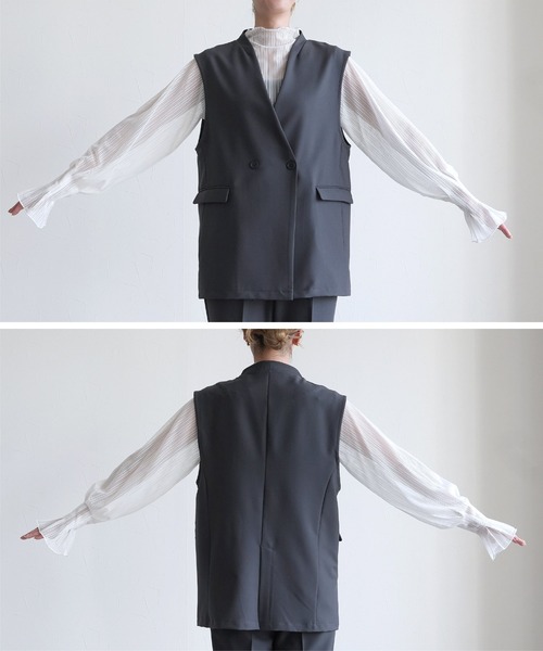 reca（レカ）の「ノーカラーベスト（スーツベスト・レディース・ブラック/ベージュ/グレー・LL/L/M/S）」の20枚目の写真