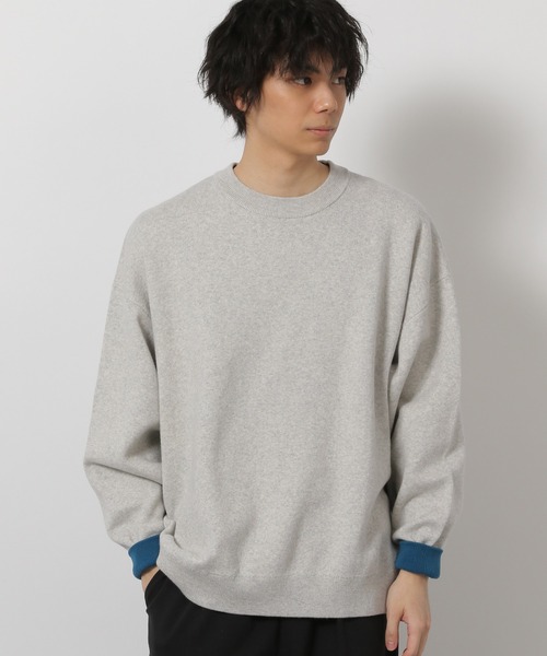 LAKOLE(ラコレ)の「スウェットライク配色プルオーバー / 634775(ニット/セーター・メンズ・グレー/チャコール/ベージュ/ブルー・LARGE/MEDIUM)」の1枚目の写真