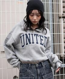 WEGO/【26年春新作】グラフィックハーフジップスウェット