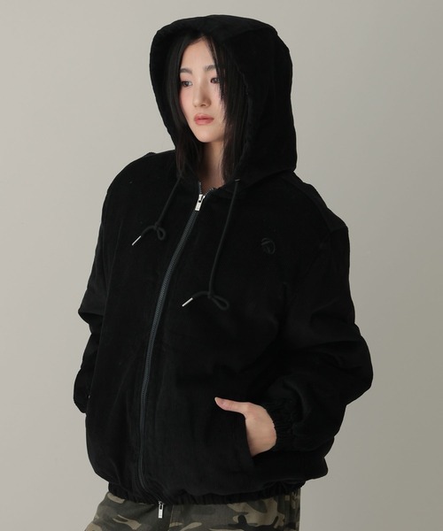 SOME PLACE(サムプレイス)の「【UNISEX】SOME PLACE/コーデュロイダウンジャケット(ダウンジャケット/コート・レディース・ブラック/アイボリー・FREE)」の2枚目の写真