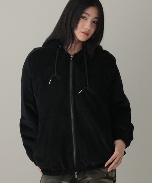 SOME PLACE(サムプレイス)の「【UNISEX】SOME PLACE/コーデュロイダウンジャケット(ダウンジャケット/コート・レディース・ブラック/アイボリー・FREE)」の3枚目の写真