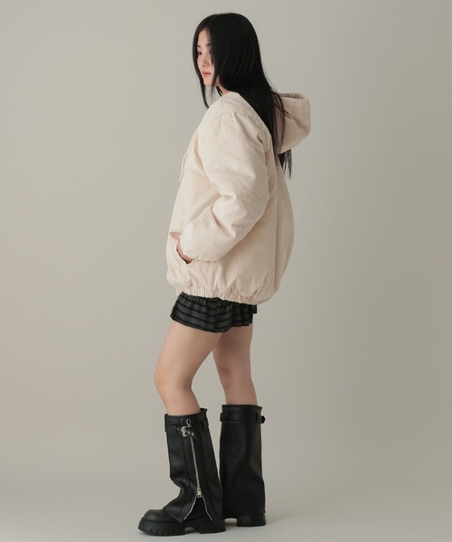SOME PLACE(サムプレイス)の「【UNISEX】SOME PLACE/コーデュロイダウンジャケット(ダウンジャケット/コート・レディース・ブラック/アイボリー・FREE)」の12枚目の写真