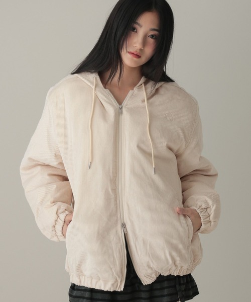 SOME PLACE(サムプレイス)の「【UNISEX】SOME PLACE/コーデュロイダウンジャケット(ダウンジャケット/コート・レディース・ブラック/アイボリー・FREE)」の14枚目の写真