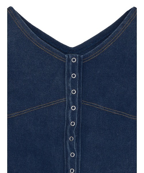 DENIM LIKE BALLOON SLEEVE CUT TOP（Tシャツ/カットソー）｜Ameri
