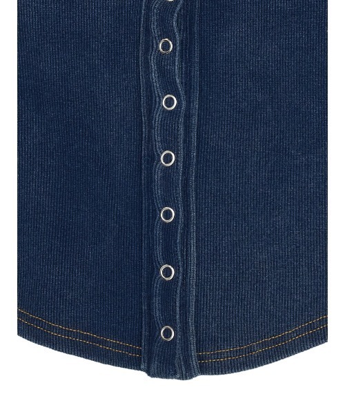 DENIM LIKE BALLOON SLEEVE CUT TOP（Tシャツ/カットソー）｜Ameri