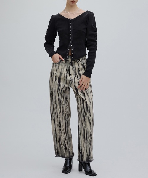 DENIM LIKE BALLOON SLEEVE CUT TOP（Tシャツ/カットソー）｜Ameri
