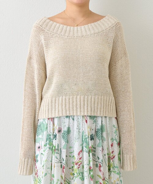La boutique BonBon(ラブティックボンボン)の「【今すぐお届け!・着回し力抜群】テープヤーンラメクロップドニット(ニット/セーター・レディース・ライトベージュ/ライトグレー/ピンク・FREE)」の12枚目の写真