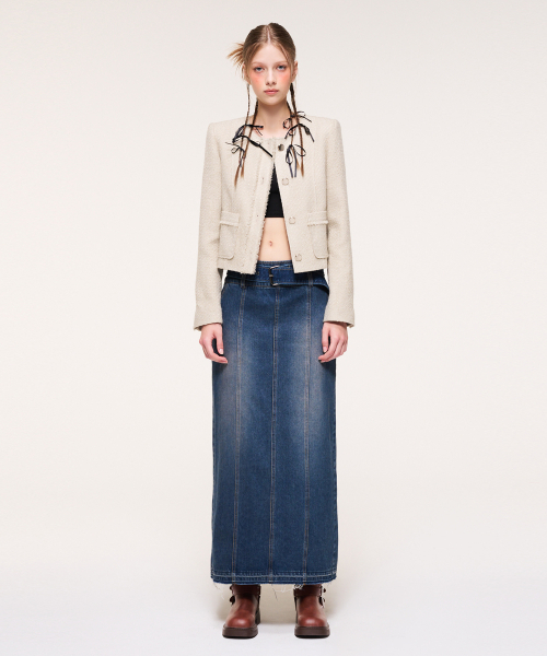 ETMON（エトモン）の「Fringe Line Tweed Jacket, Beige（テーラードジャケット・レディース・その他・M/S）」の3枚目の写真