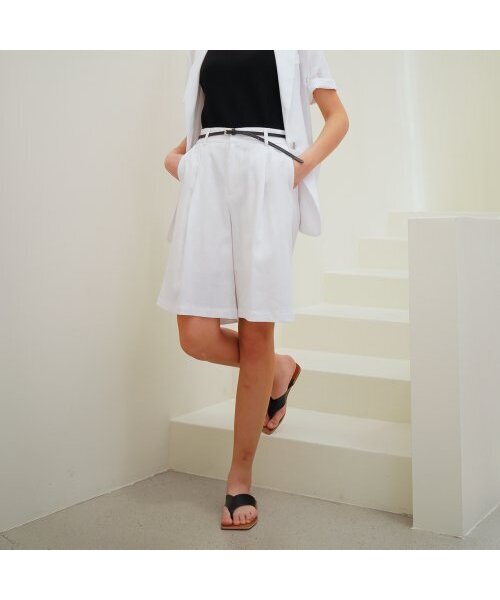 ACUD(アクド)の「Linen Bermuda Short Pants_White(その他パンツ・レディース・ホワイト・S/M)」の1枚目の写真