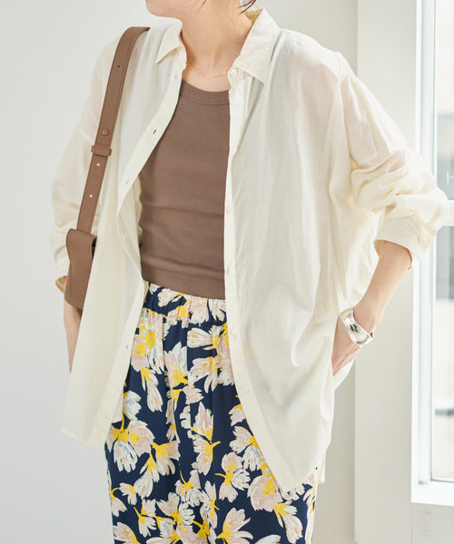 Spick & Span（スピックアンドスパン）の「《新色有り / 追加》ガーメントダイカシュクールシャツ（シャツ/ブラウス・レディース・ピンク系その他/アイボリー/ライトグリーン/ベージュ系その他/ブラックミックス・FREE）」の2枚目の写真