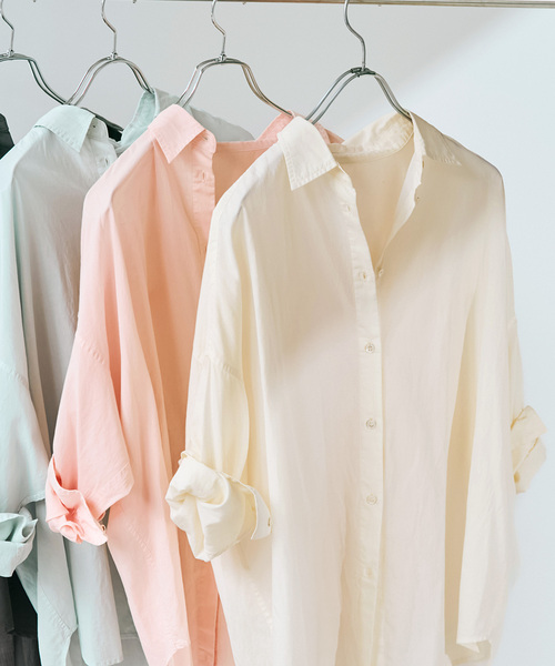 Spick & Span（スピックアンドスパン）の「《新色有り / 追加》ガーメントダイカシュクールシャツ（シャツ/ブラウス・レディース・ピンク系その他/アイボリー/ライトグリーン/ベージュ系その他/ブラックミックス・FREE）」の6枚目の写真