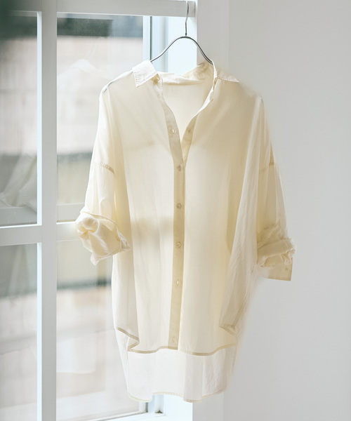 Spick & Span（スピックアンドスパン）の「《新色有り / 追加》ガーメントダイカシュクールシャツ（シャツ/ブラウス・レディース・ピンク系その他/アイボリー/ライトグリーン/ベージュ系その他/ブラックミックス・FREE）」の7枚目の写真