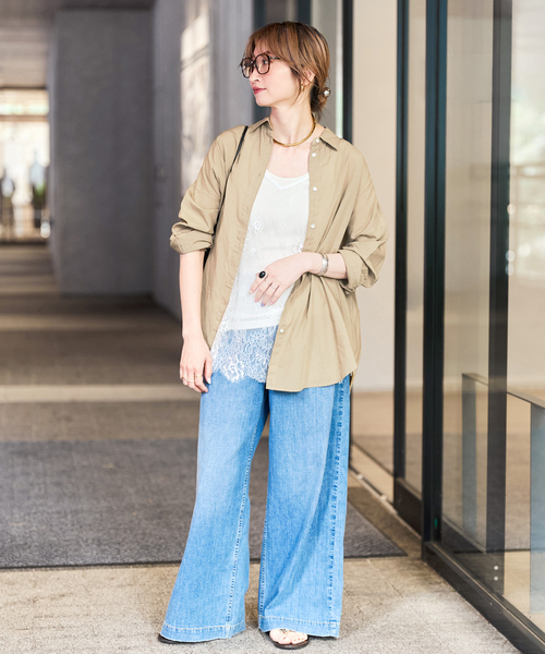 Spick & Span（スピックアンドスパン）の「《新色有り / 追加》ガーメントダイカシュクールシャツ（シャツ/ブラウス・レディース・ピンク系その他/アイボリー/ライトグリーン/ベージュ系その他/ブラックミックス・FREE）」の11枚目の写真