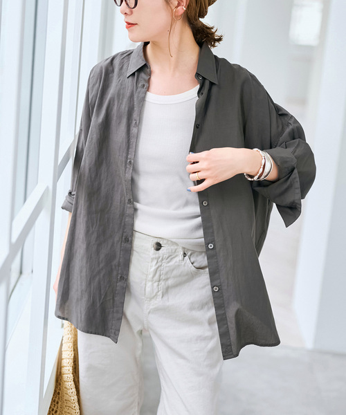 Spick & Span（スピックアンドスパン）の「《新色有り / 追加》ガーメントダイカシュクールシャツ（シャツ/ブラウス・レディース・ピンク系その他/アイボリー/ライトグリーン/ベージュ系その他/ブラックミックス・FREE）」の16枚目の写真