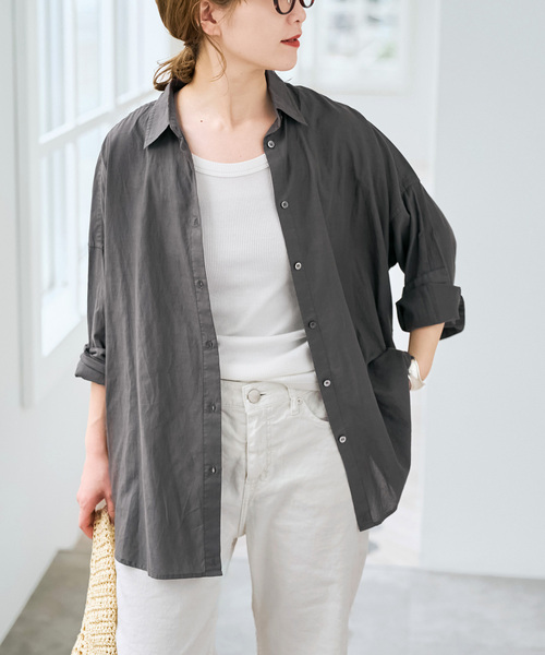 Spick & Span（スピックアンドスパン）の「《新色有り / 追加》ガーメントダイカシュクールシャツ（シャツ/ブラウス・レディース・ピンク系その他/アイボリー/ライトグリーン/ベージュ系その他/ブラックミックス・FREE）」の17枚目の写真
