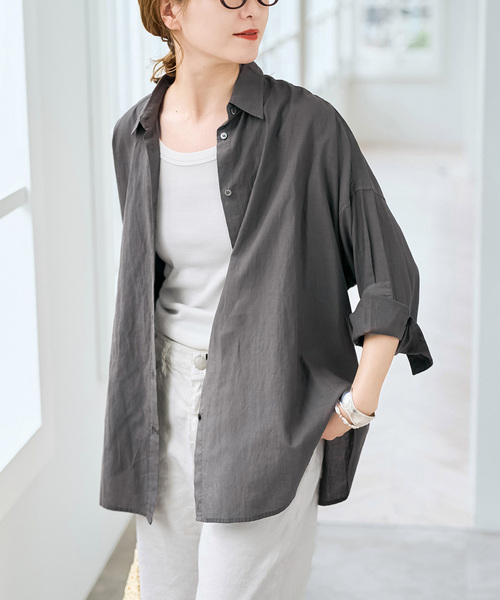 Spick & Span（スピックアンドスパン）の「《新色有り / 追加》ガーメントダイカシュクールシャツ（シャツ/ブラウス・レディース・ピンク系その他/アイボリー/ライトグリーン/ベージュ系その他/ブラックミックス・FREE）」の18枚目の写真