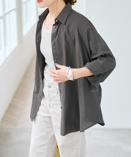 Spick & Span（スピックアンドスパン）の「《新色有り / 追加》ガーメントダイカシュクールシャツ（シャツ/ブラウス・レディース・ピンク系その他/アイボリー/ライトグリーン/ベージュ系その他/ブラックミックス・FREE）」の19枚目の写真