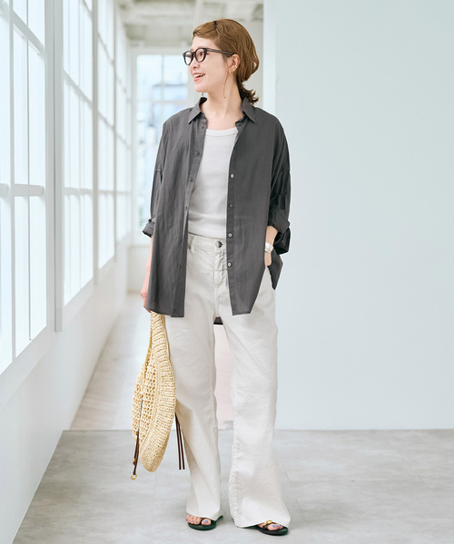 Spick & Span（スピックアンドスパン）の「《新色有り / 追加》ガーメントダイカシュクールシャツ（シャツ/ブラウス・レディース・ピンク系その他/アイボリー/ライトグリーン/ベージュ系その他/ブラックミックス・FREE）」の21枚目の写真